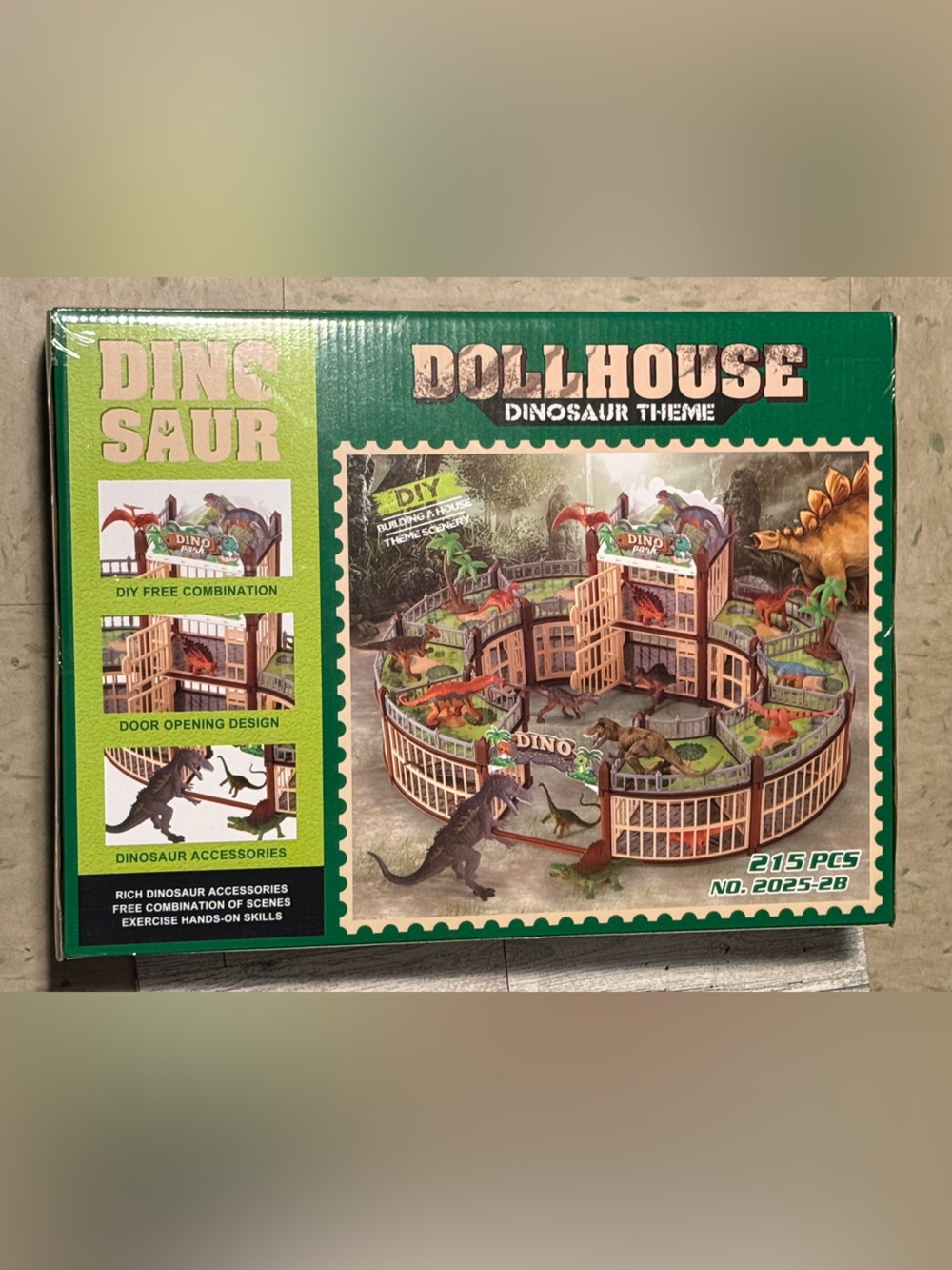 Dinosaur Playground Toy Set 215PCS – 18 Realistic Dinosaurs, Interactive Play